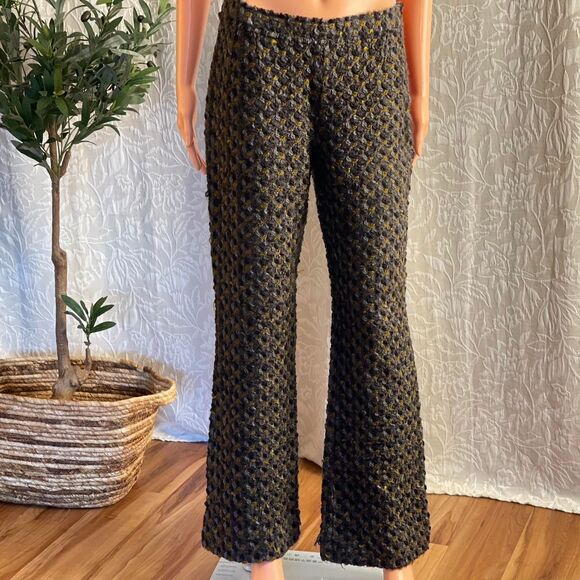 Vintage Dolce & Gabbana Wool Tweed Pants Gray Olive Tailored Trousers IT 42 US 6 - Picture 2 of 16